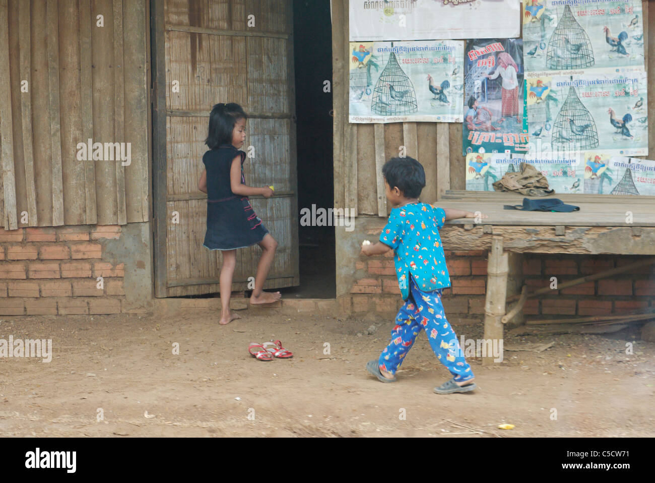 play, open door, Cambodia, Cambodian,children, Stock Photo