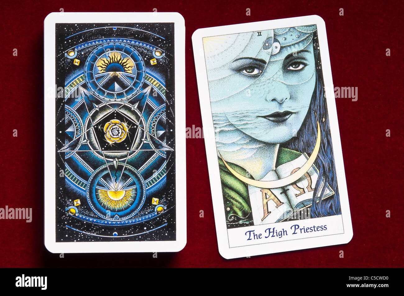a tarot card of the High Priestess Stock Photo