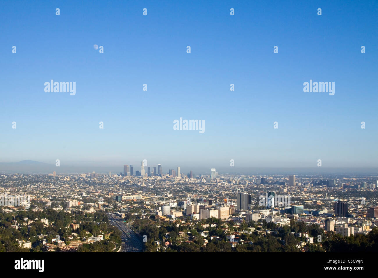View above the Los Angeles skyline, California, USA Stock Photo