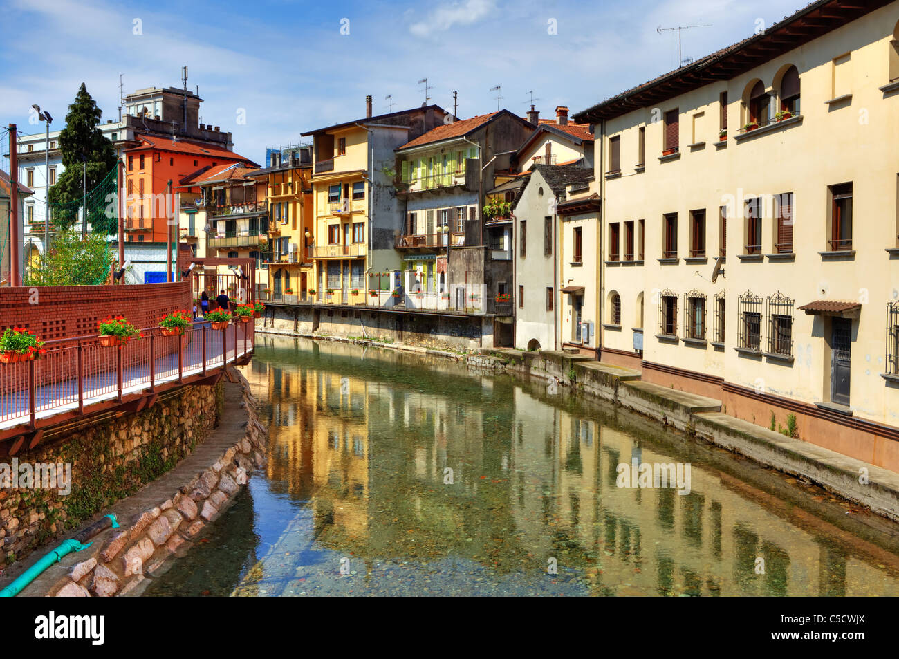 View of the promenade of the river Omegna Nigoglia Stock Photo