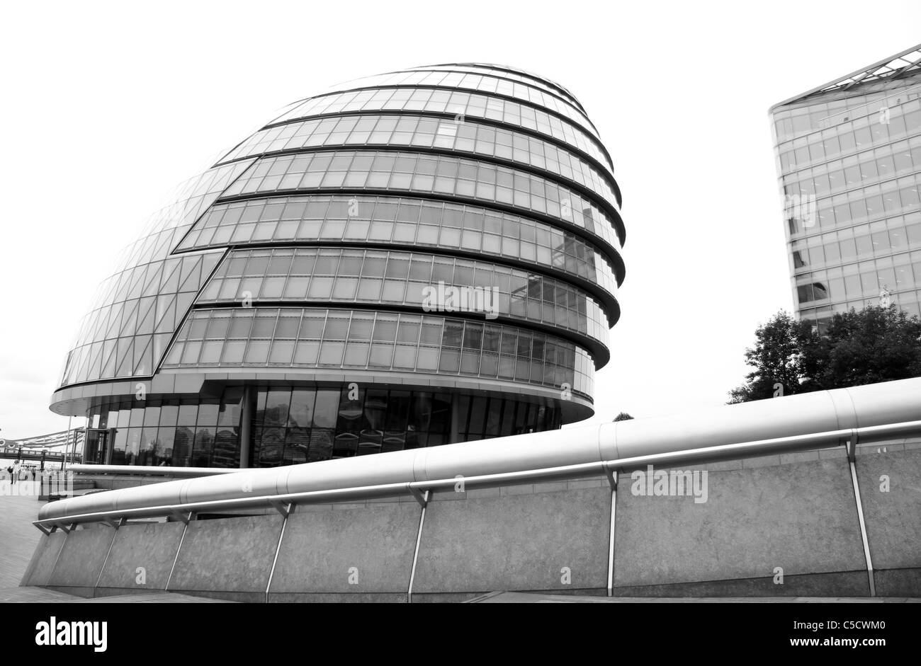 London town hall or city hall building in London in Monochrome Stock Photo