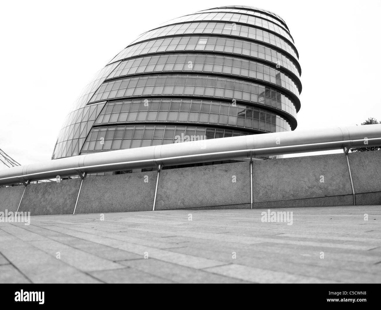 London town hall or city hall building in London in monochrome, Stock Photo