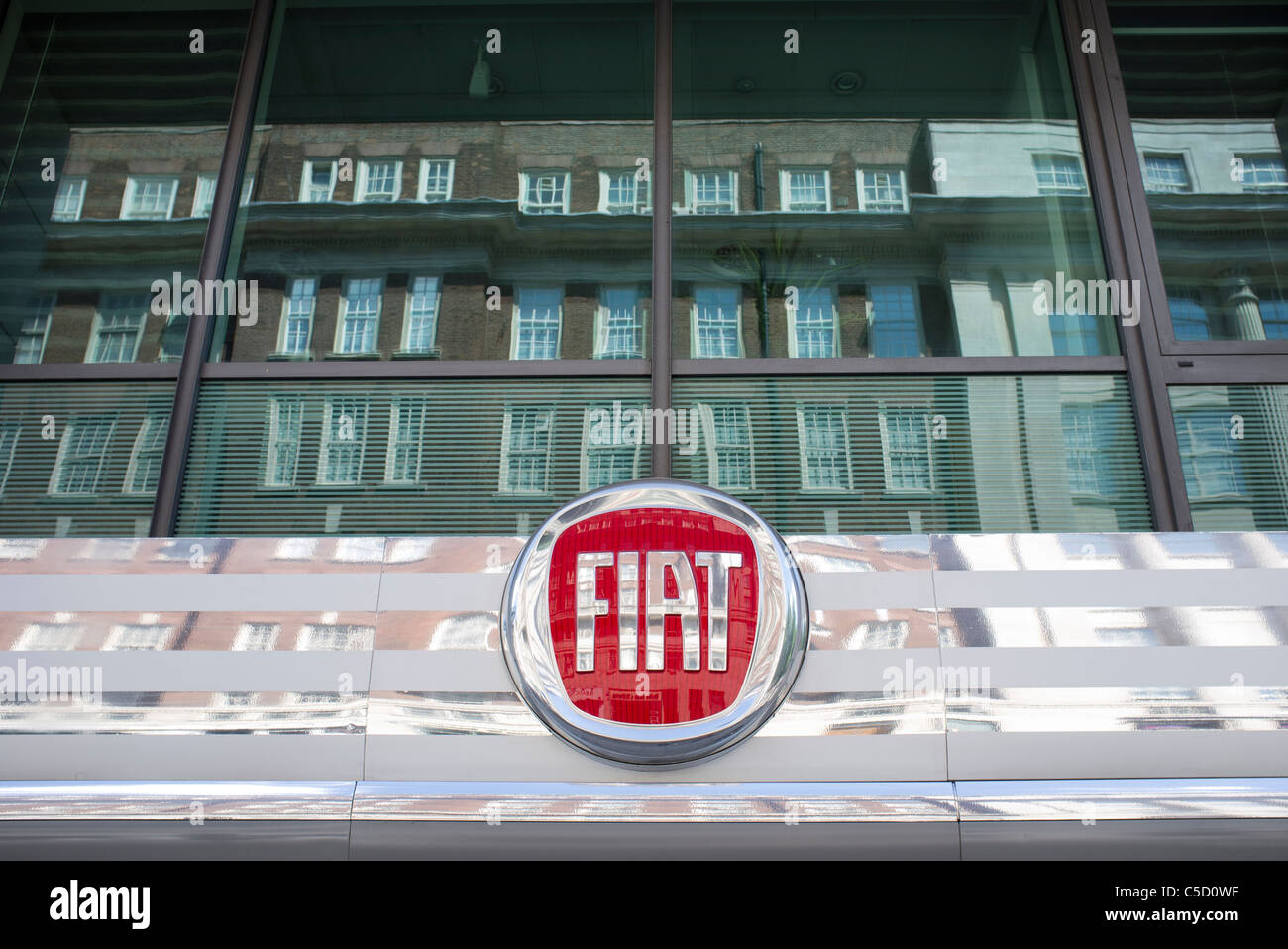 fiat logo on front of showroom Stock Photo