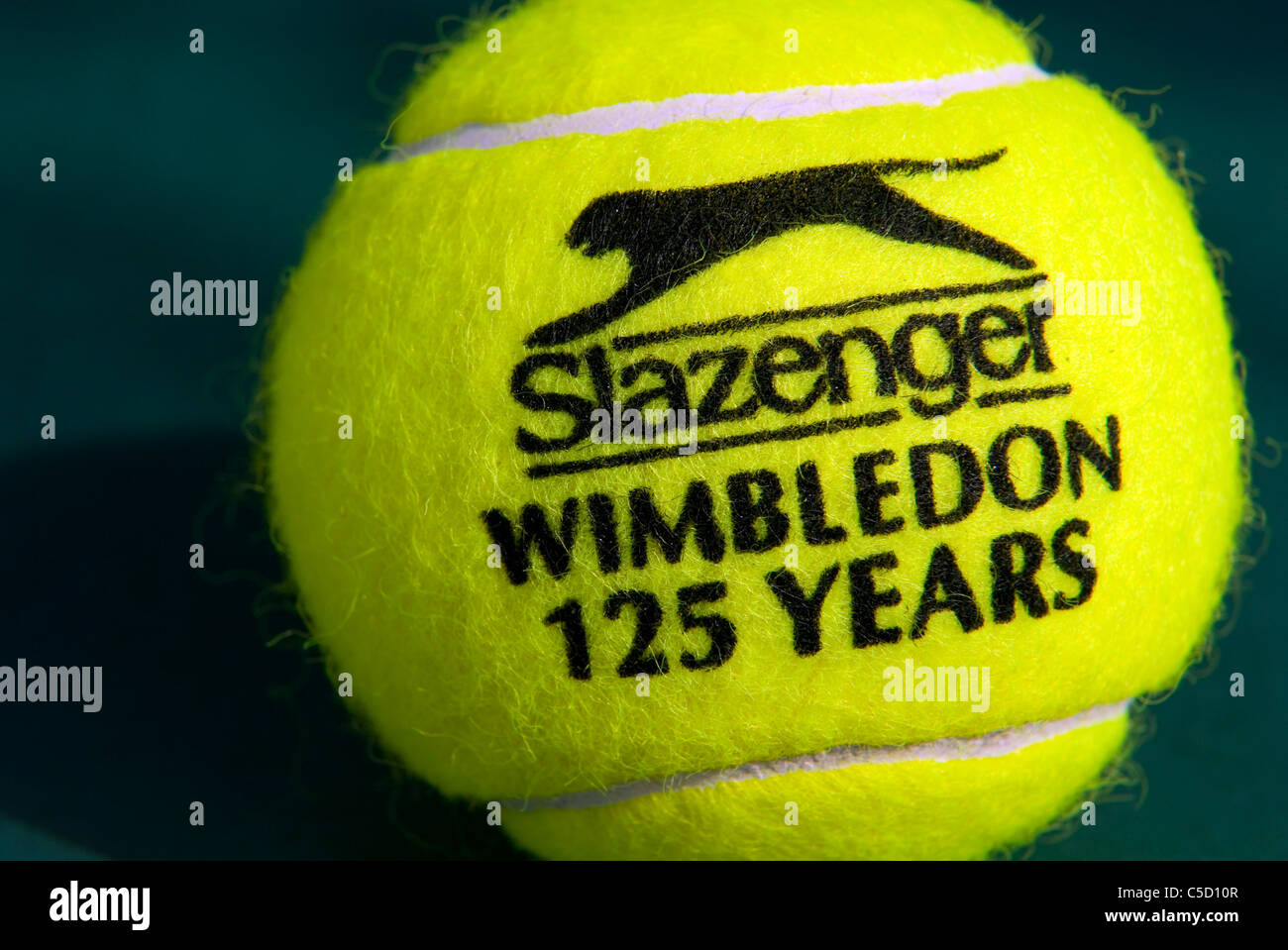Close up view of a Slazenger 125th anniversary tennis ball during the 2011  Wimbledon Tennis Championships Stock Photo - Alamy