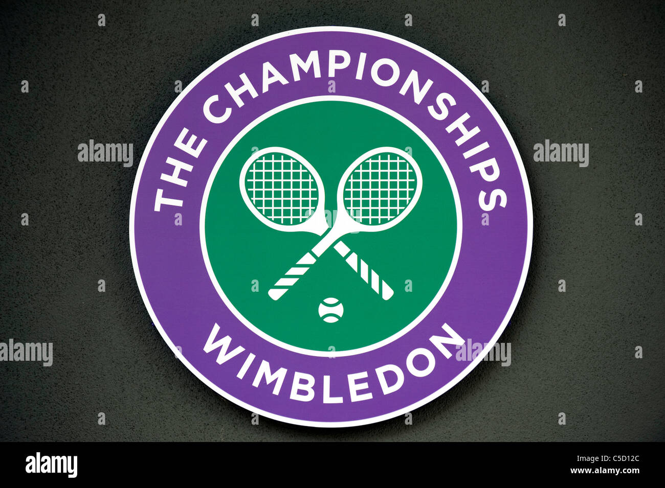 Wimbledon logo sign in the grounds during the 2011 Wimbledon Tennis Championships Stock Photo