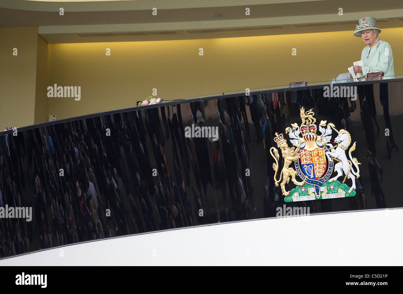 Queen Elizabeth ll in Royal Balcony. Stock Photo