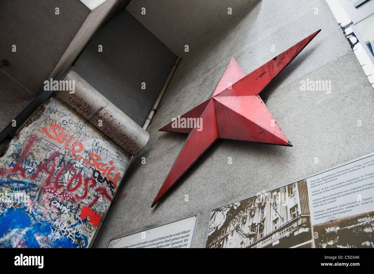 Soviet star, grafiti, museum checkpoint charlie, Berlin, Germany Stock Photo