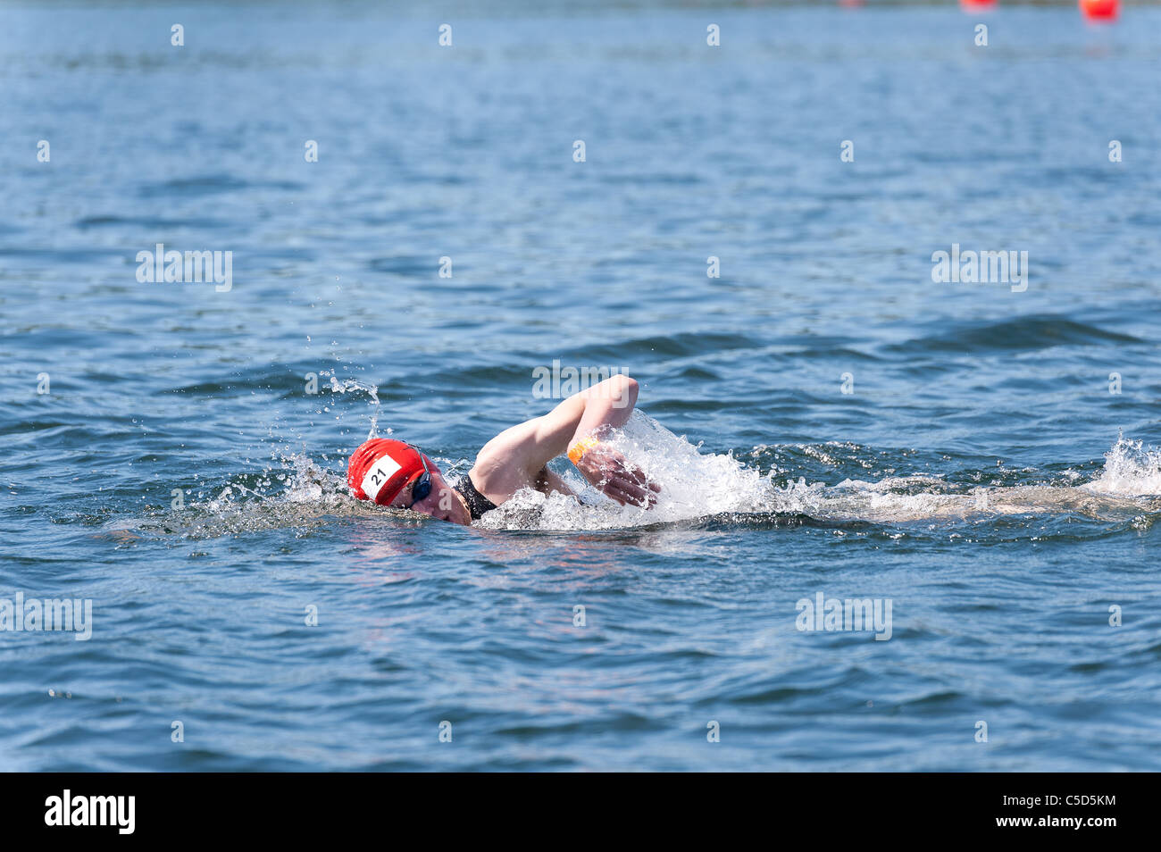 Swimming open water triathlon youth Stock Photo
