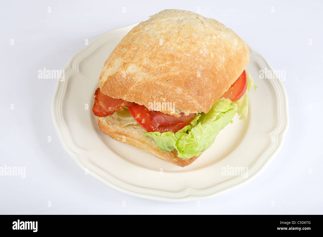 Bacon Lettuce and Tomato (BLT) roll Stock Photo