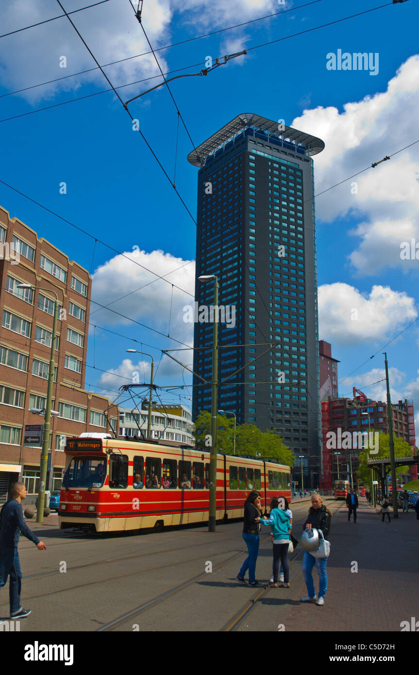 Stationsplein square with Het Strijkijzer building Den Haag the Hague  province of South Holland the Netherlands Europe Stock Photo - Alamy