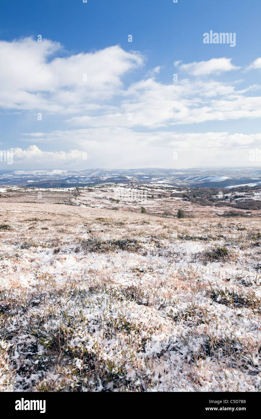 Dartmoor in the Snow from Saddle Tor, Devon, England, United Kingdom Stock Photo