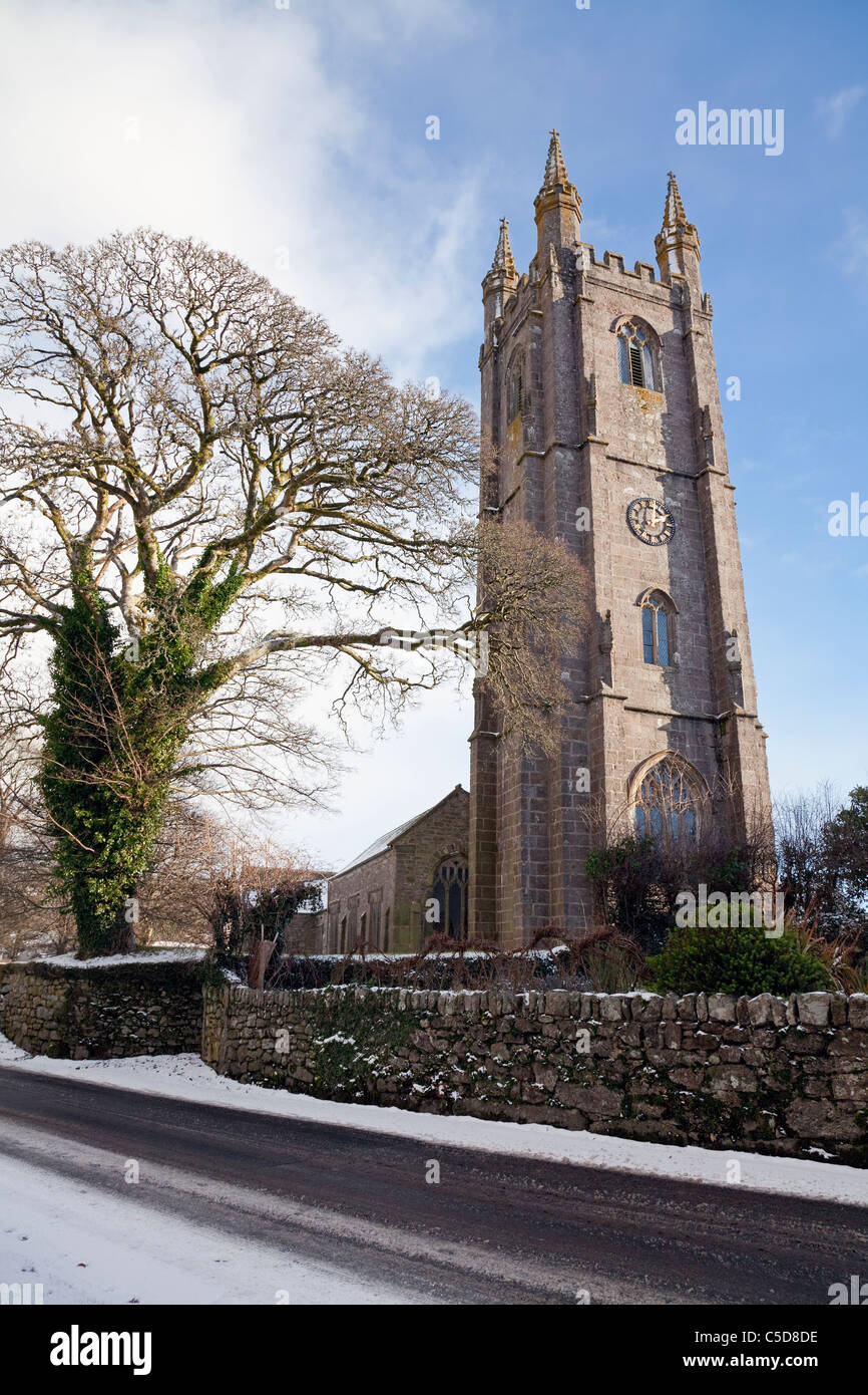 Church of Saint Pancras (The 'Cathedral of the Moor'), Widecombe-in-the-Moor, Dartmoor, Devon, England, UK Stock Photo