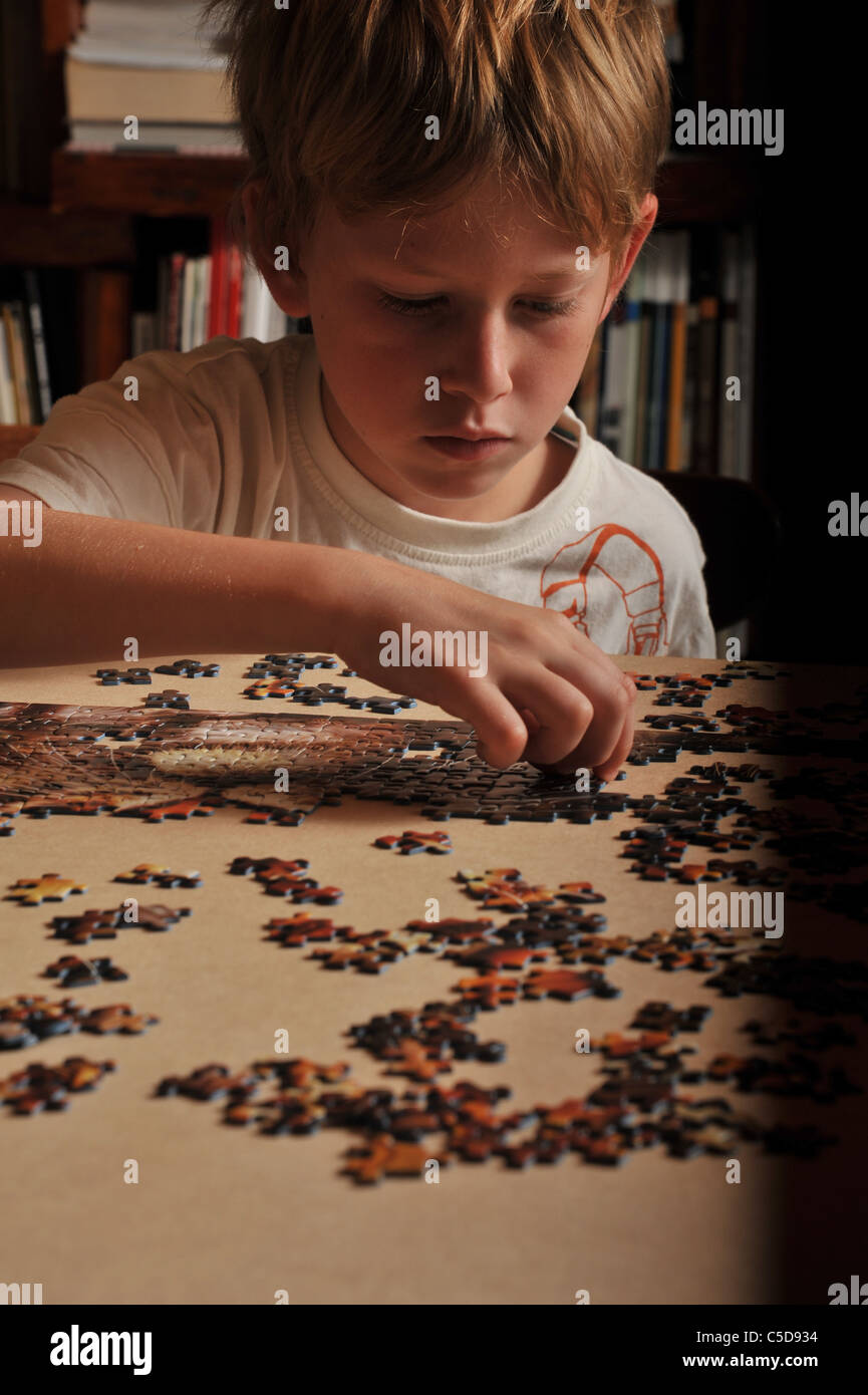 children boy Puzzle Game Stock Photo Alamy