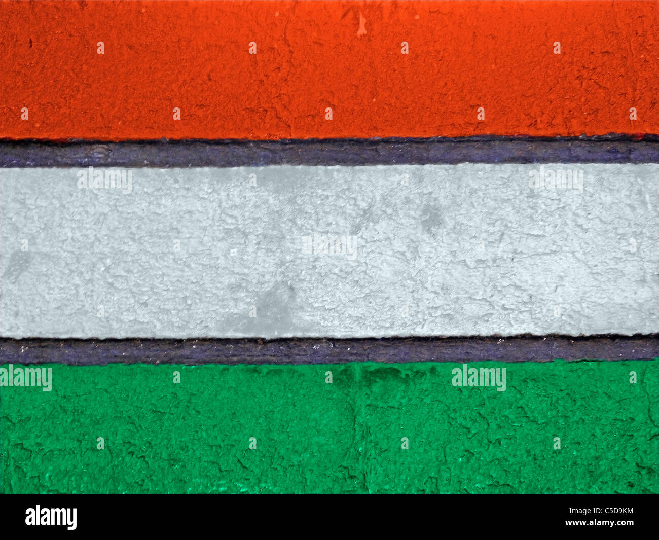 Indian Tricolor Flag Painted on parapet Wall, Concept Stock Photo