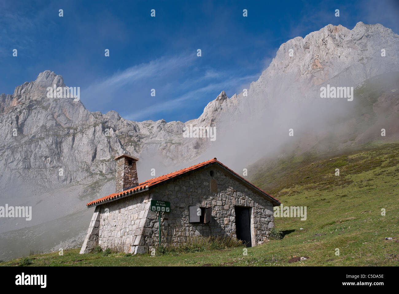 refugio del frade in the spanish national park of  Picos de Europa Stock Photo