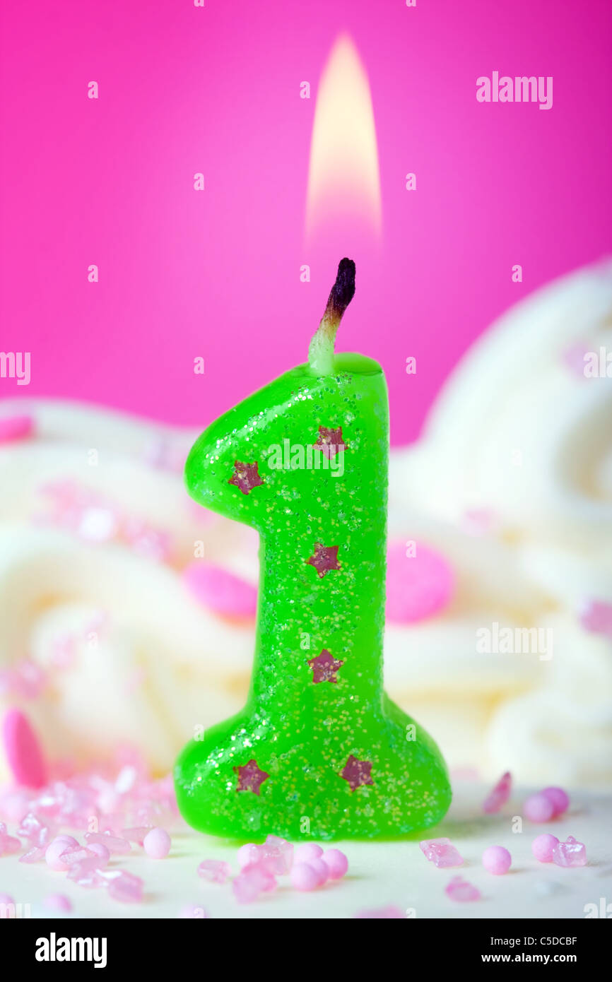 First birthday candle Stock Photo