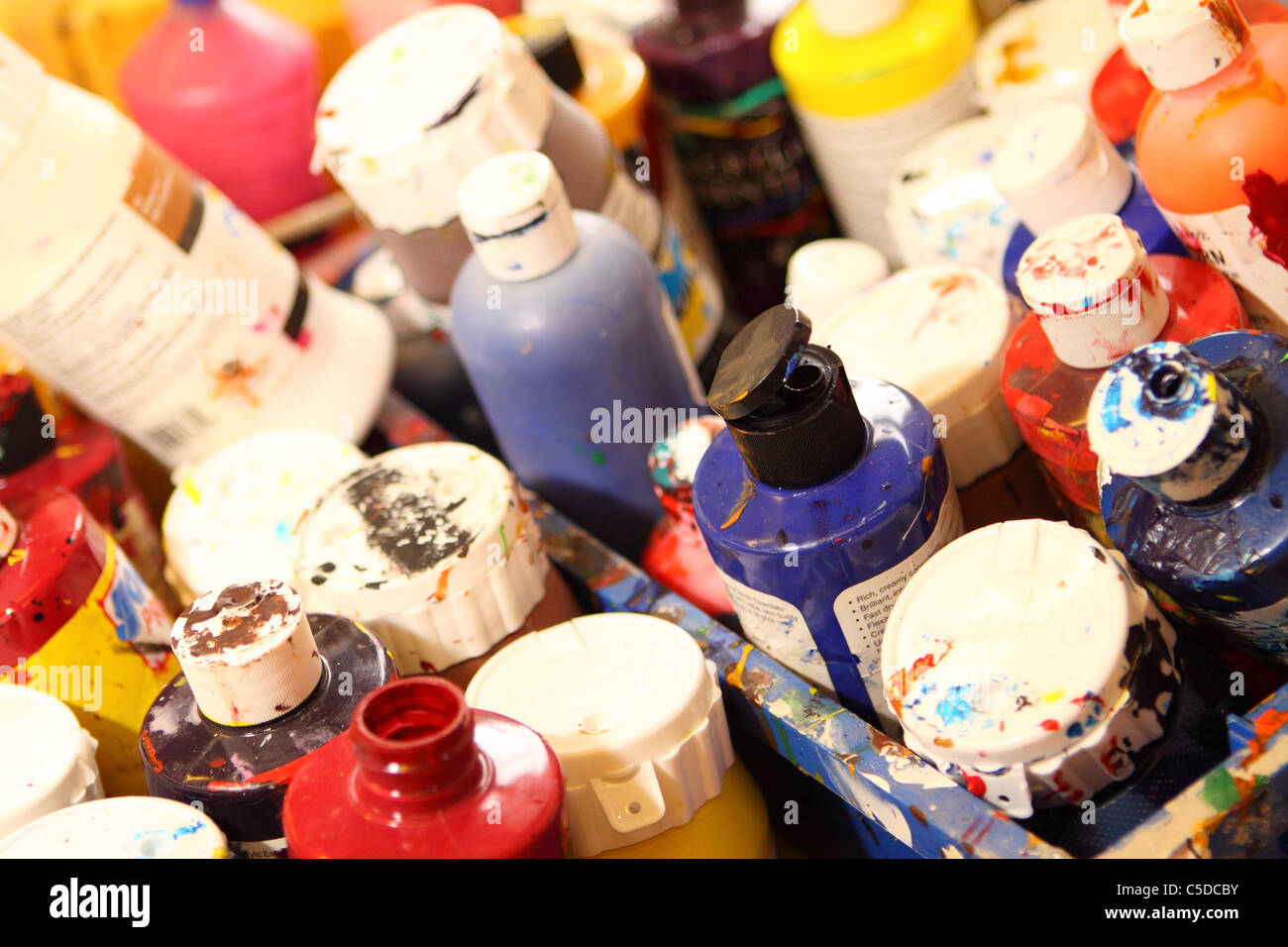 School art room paint paints Stock Photo Alamy