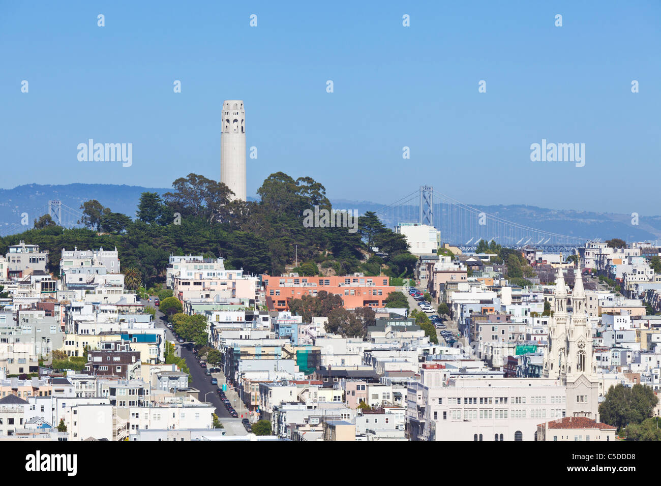 Coit tower on telegraph Hill pioneer Park San Francisco California