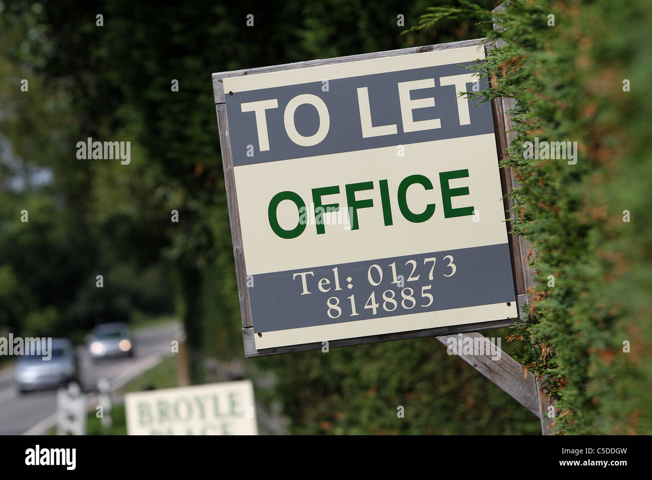 An office To Let sign by the side of a road near Lewes, East Sussex, UK. Stock Photo