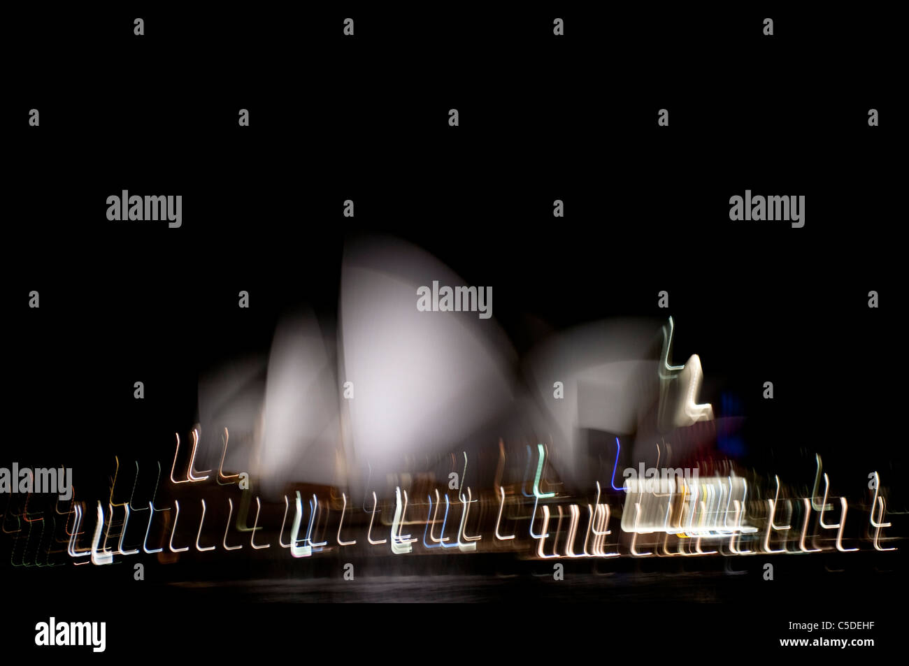 Abstract view of Sydney Opera House with blurred movement, Sydney, Australia Stock Photo