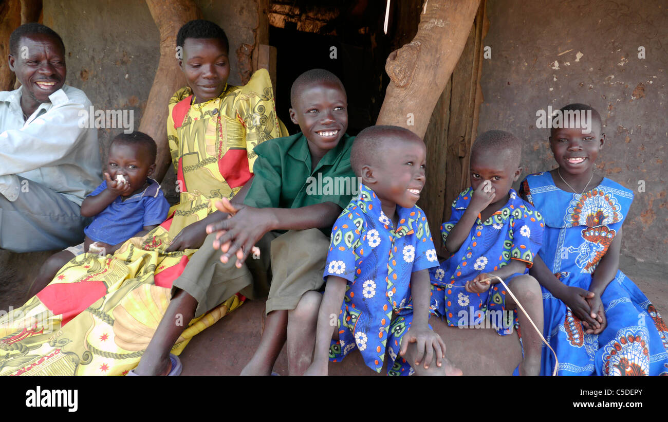 Family of a witch doctor.  UGANDA, near Lira. Stock Photo