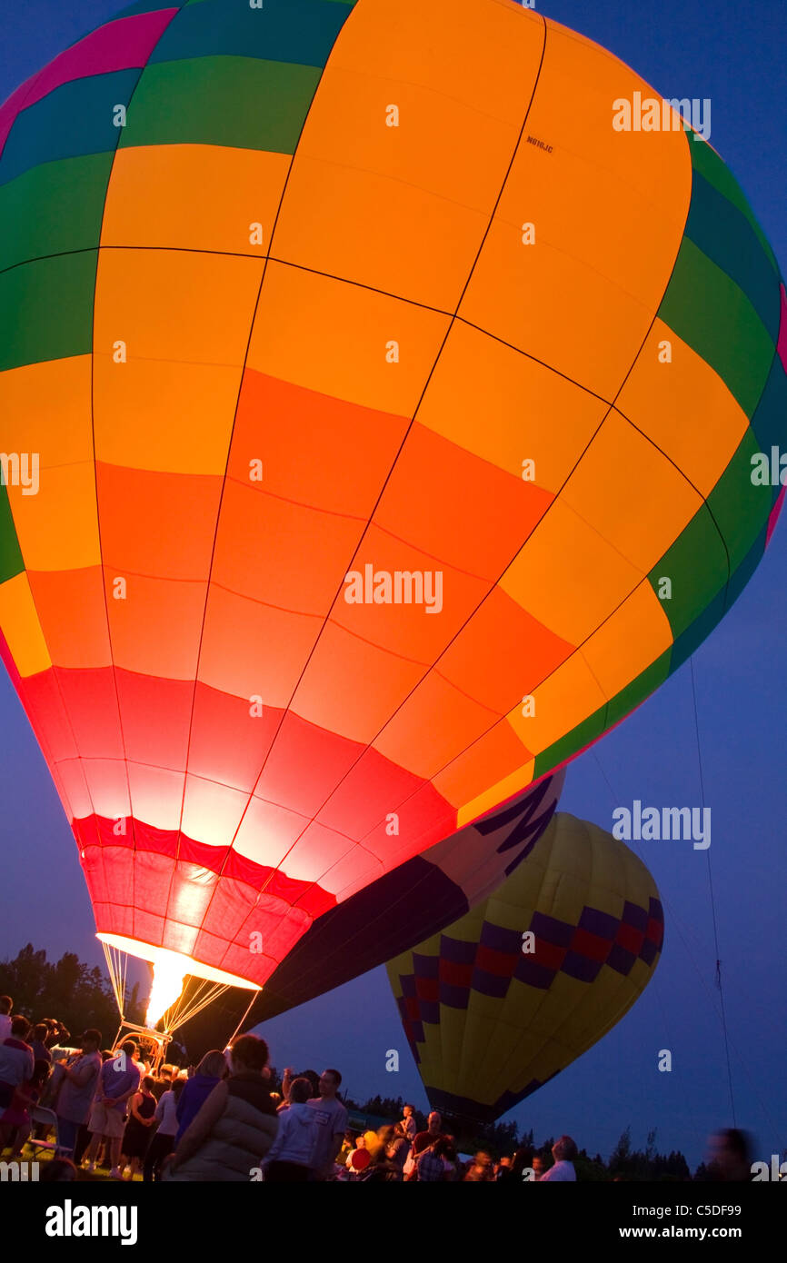Glowing Hot Air Balloon Festival Stock Photo