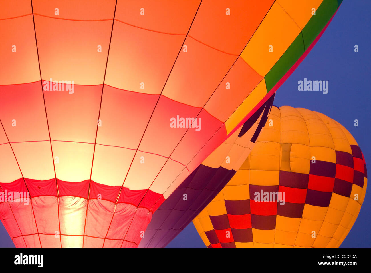 Glowing Hot Air Balloons Stock Photo Alamy