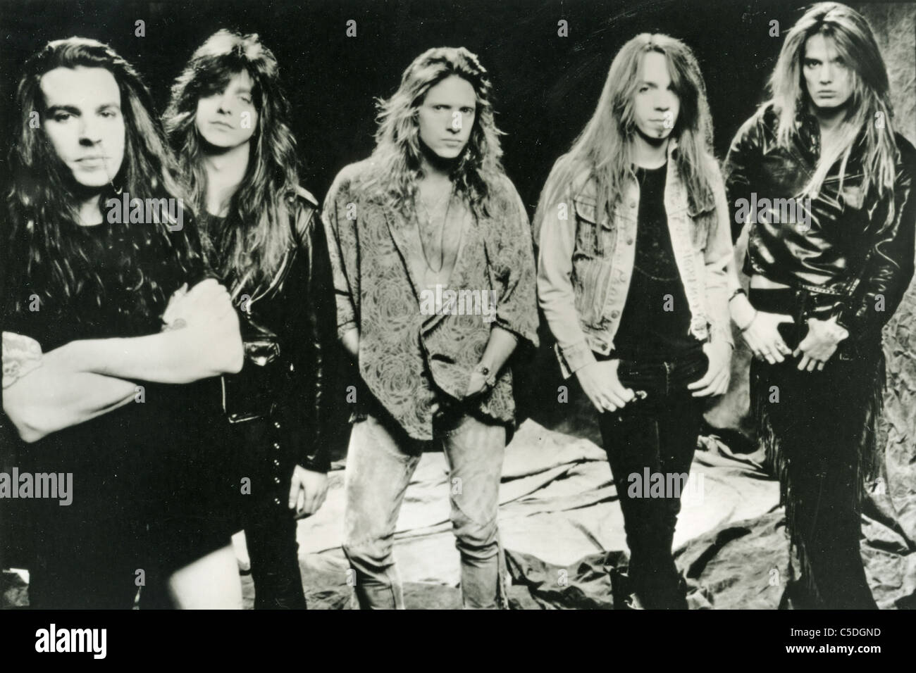 SKID ROW promotional photo of US heavy metal group from l Rachel Bolan, Dave Sabo, Rob Affuso