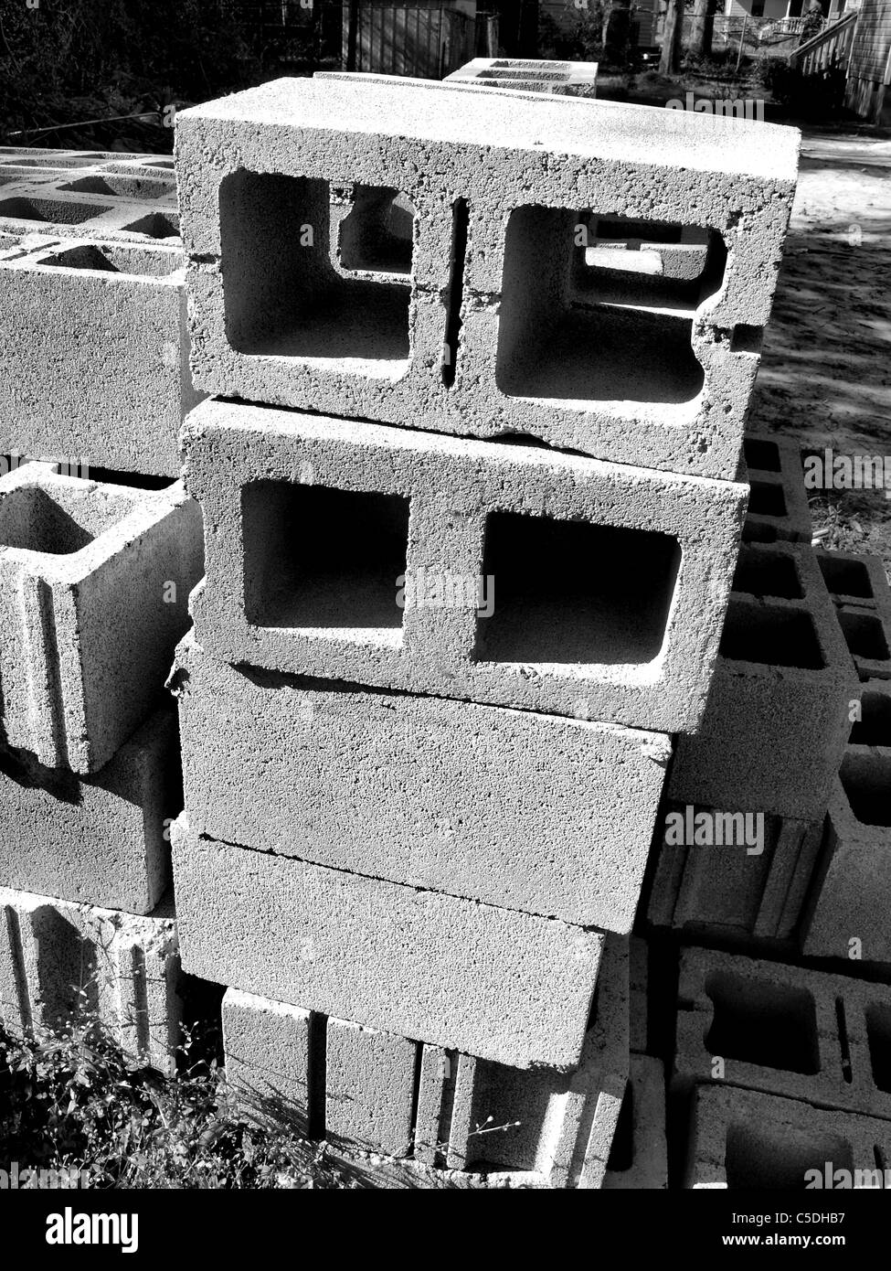 cement building blocks squares concrete construction material pile block Stock Photo