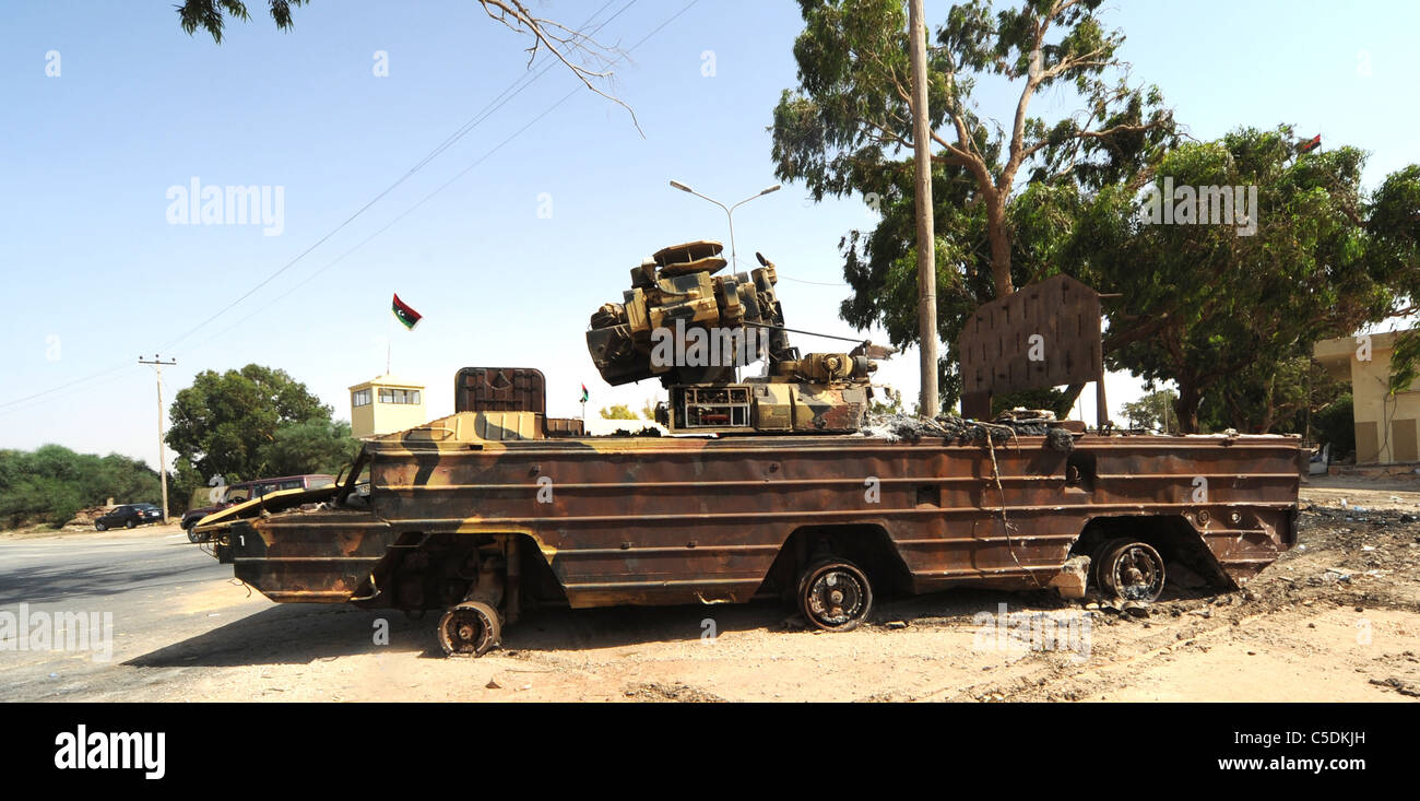 ab SAM  8 missile battery destroyed  by NATO just out side Banghazi Libya Stock Photo