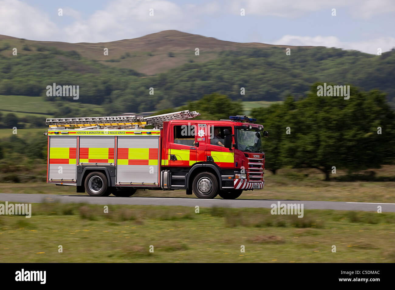 Fire engine on call in Worcestershire UK Stock Photo