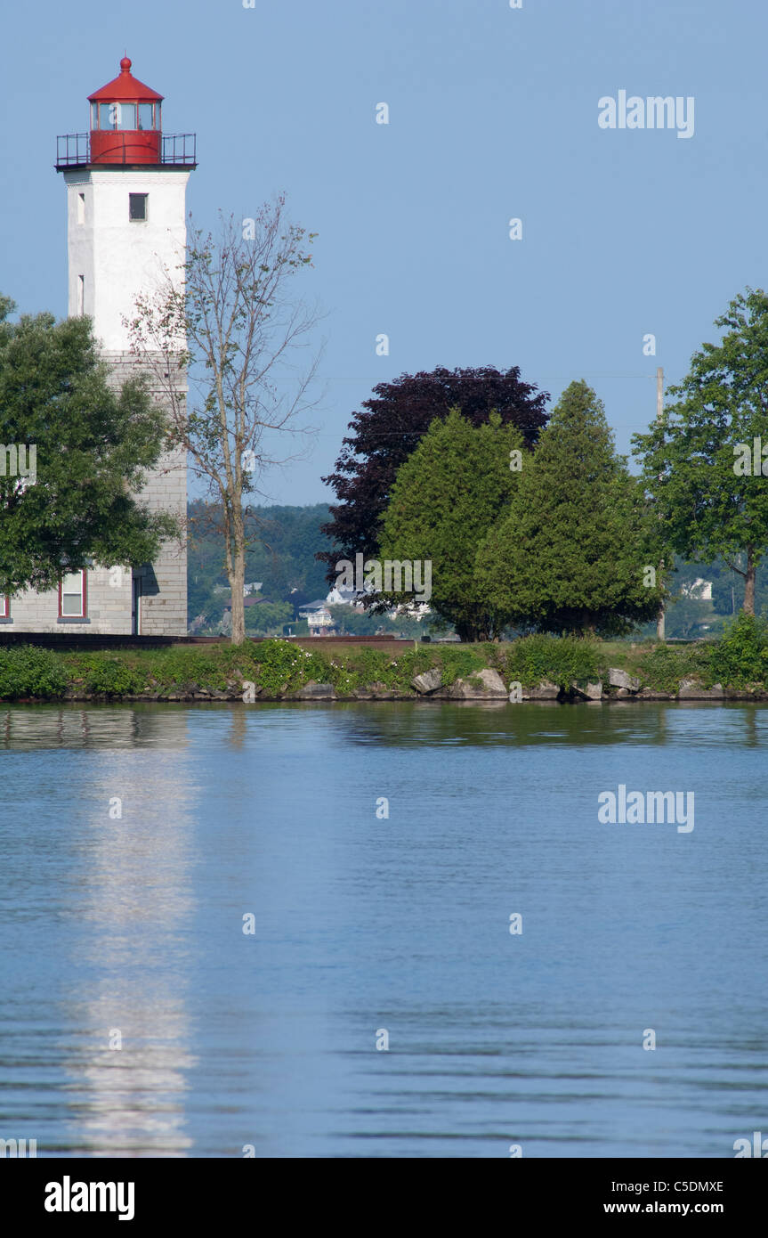 New York State, Ogdensburg. Ogdensburg lighthouse at the confluence of