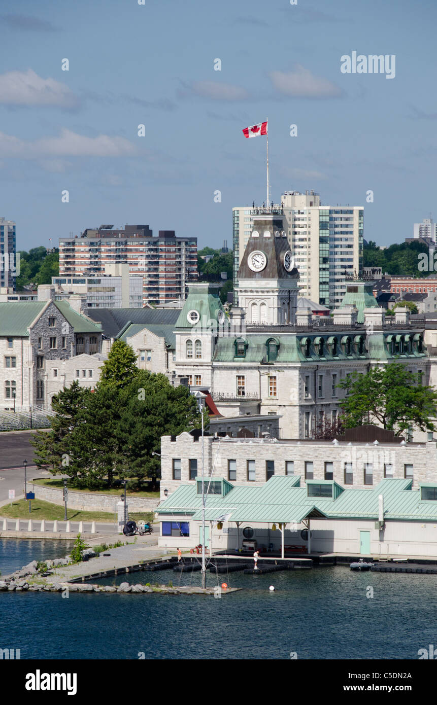 Ontario, Canada, Kingston. View of Royal Military College (aka RMC) across Navy Bay and Lake Ontario. Stock Photo