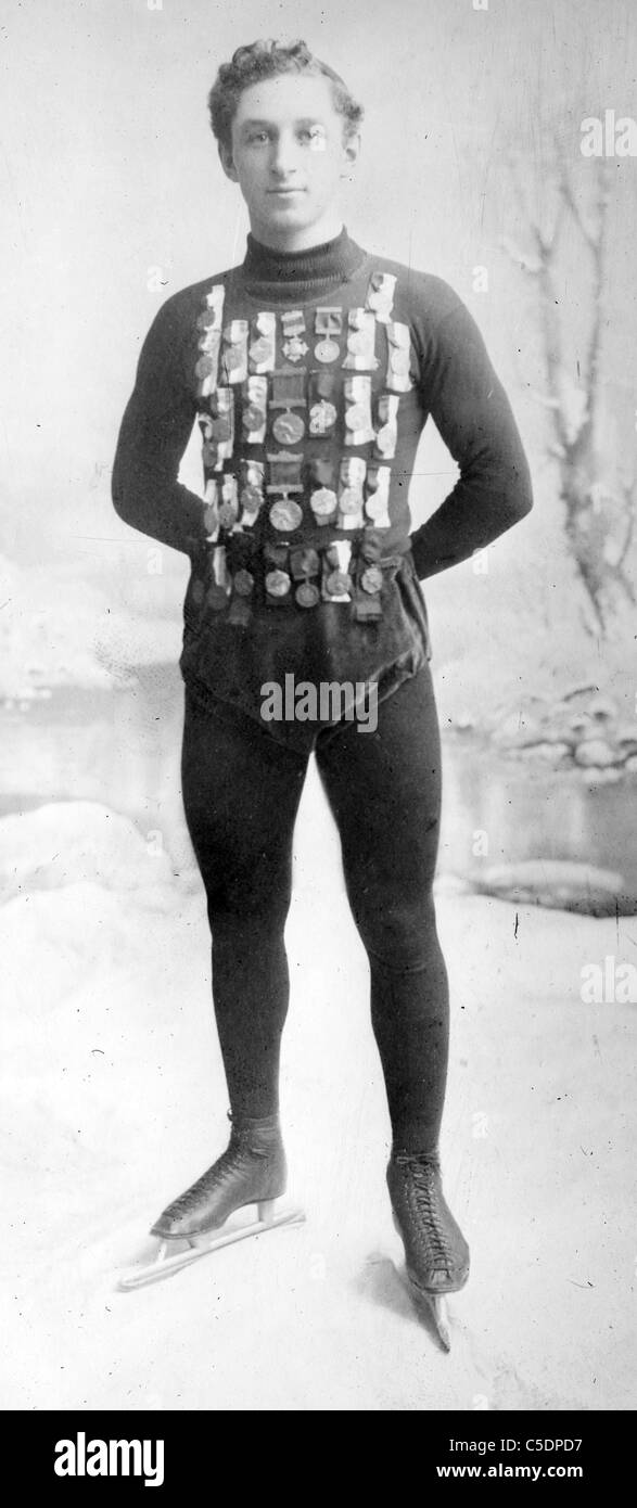 E. Lamy, champion skater, Edmund Lamy international speed skating champion, circa 1908 Stock Photo