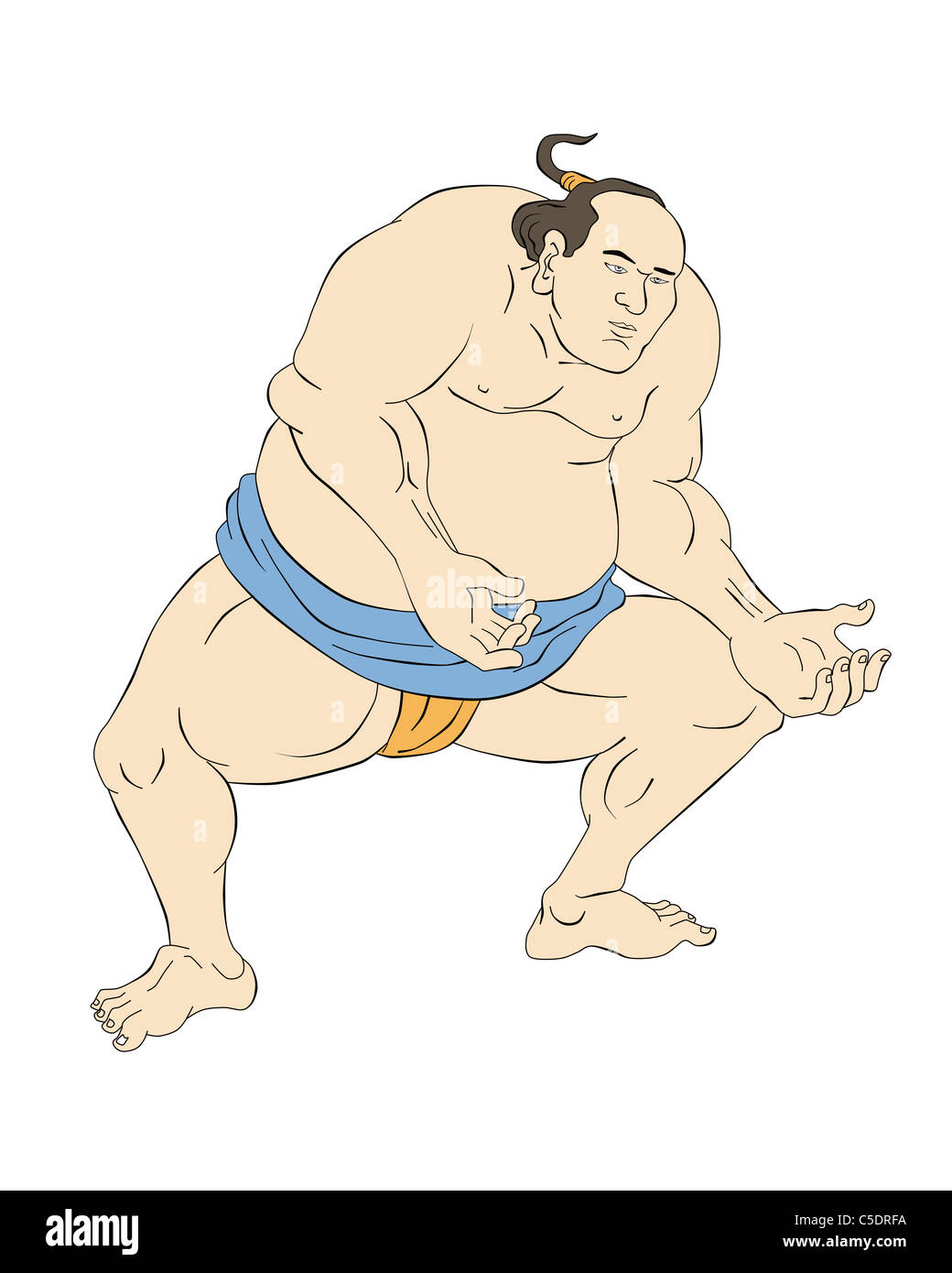 illustration of a Japanese sumo wrestler done in cartoon style on isolated on white background Stock Photo