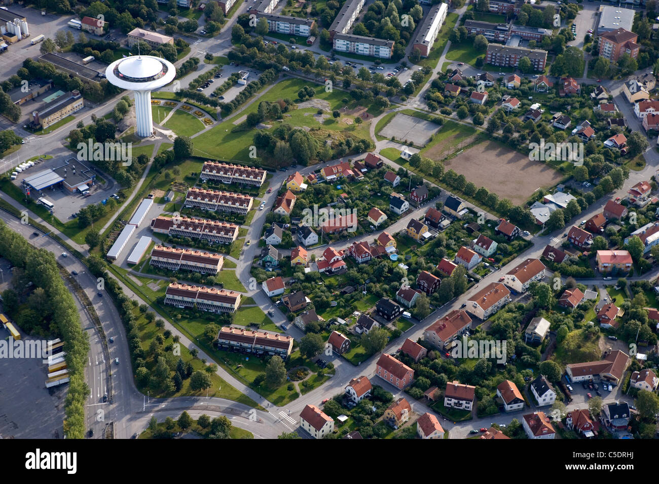 Aerial view of houses at Orebro city, Sweden Stock Photo Alamy