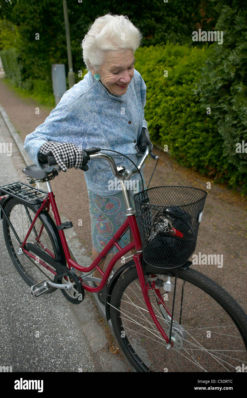 old woman on bike
