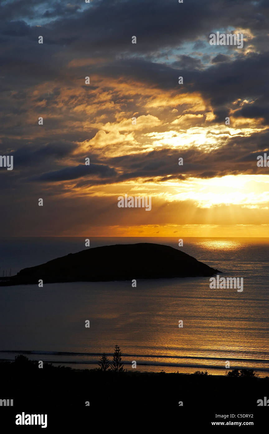 Sunrise over Coffs Harbour and Muttonbird Island, New South Wales, Australia Stock Photo