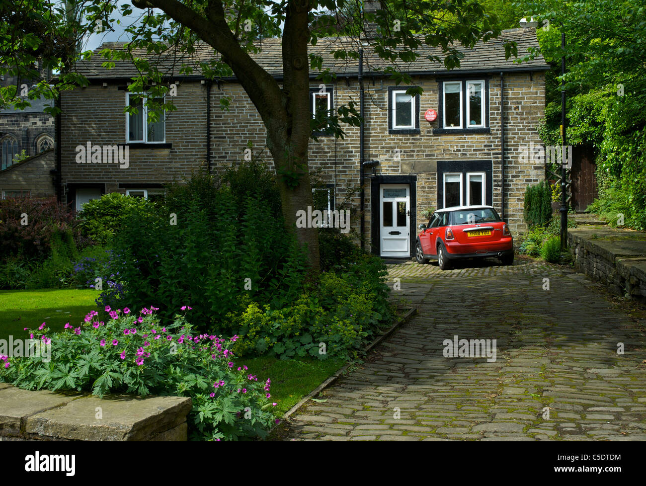 Stonebuilt house in the village of Luddenden, near Halifax, Calderdale, West Yorkshire, England