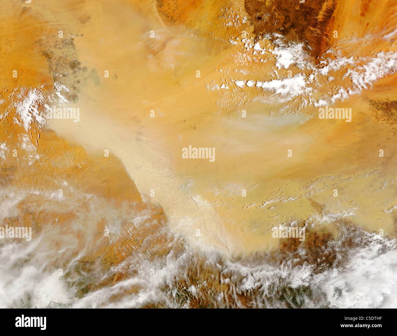 Dust storm in the sahara desert - satellite image Stock Photo