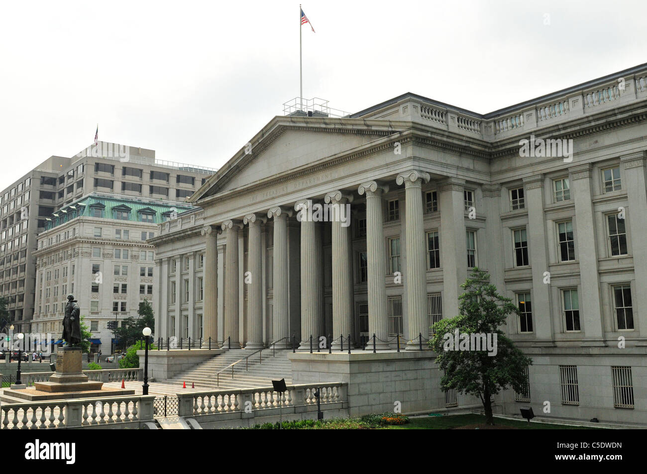 The Treasury Building in Washington, D.C., known also as U.S. Department of the Treasury, is a National Historic Landmark Stock Photo