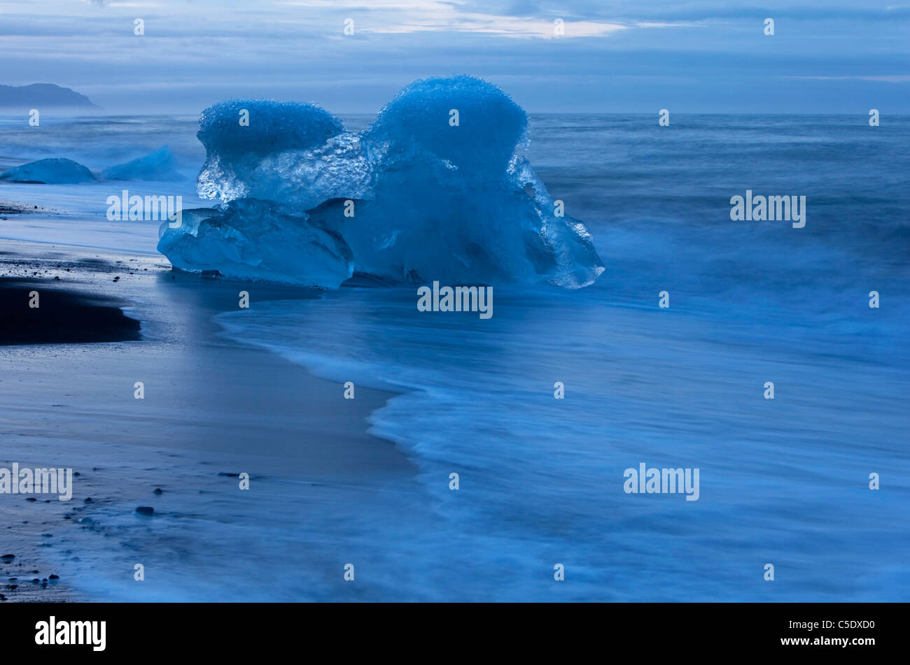 Beautiful view of glacier on the beach at VatnajÃ¶kull, Iceland Stock Photo