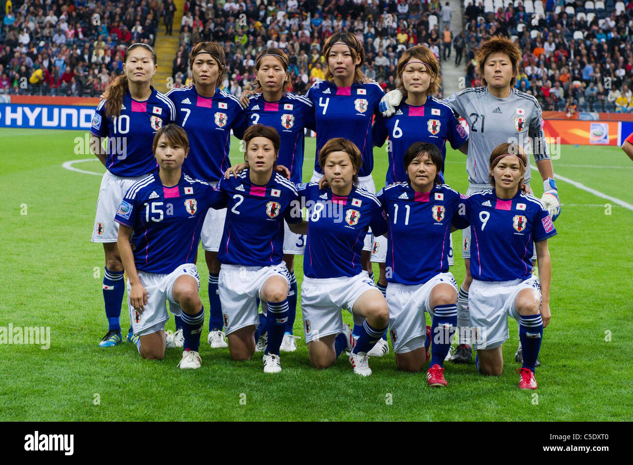Japan team group poses before the FIFA Women's World Cup Germany 2011 Semi-final match between Japan 3-1 Sweden. Stock Photo