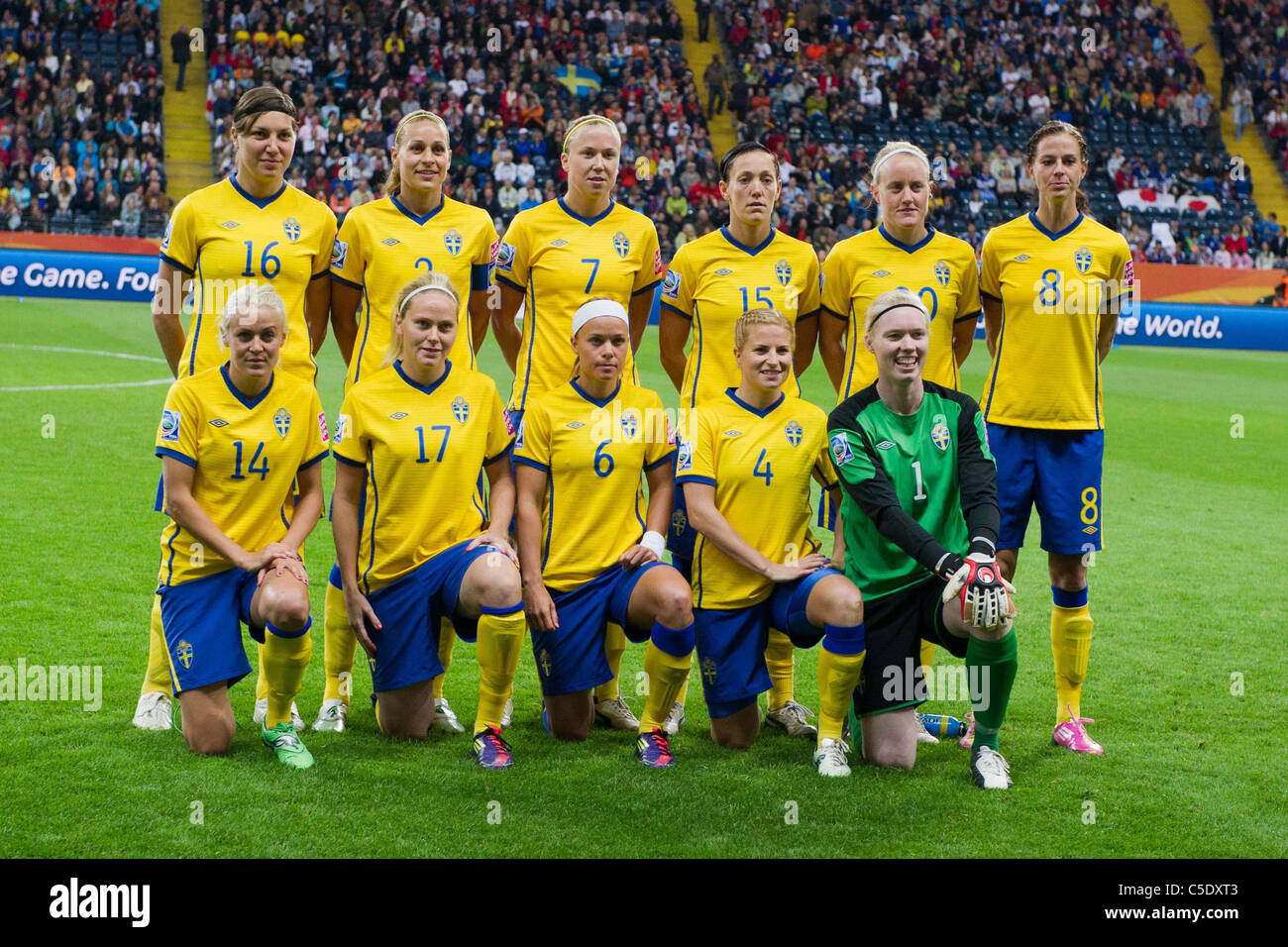 Sweden team group poses FIFA Women's World Cup Germany 2011 Semi-final match between Japan 3-1 Sweden. Stock Photo