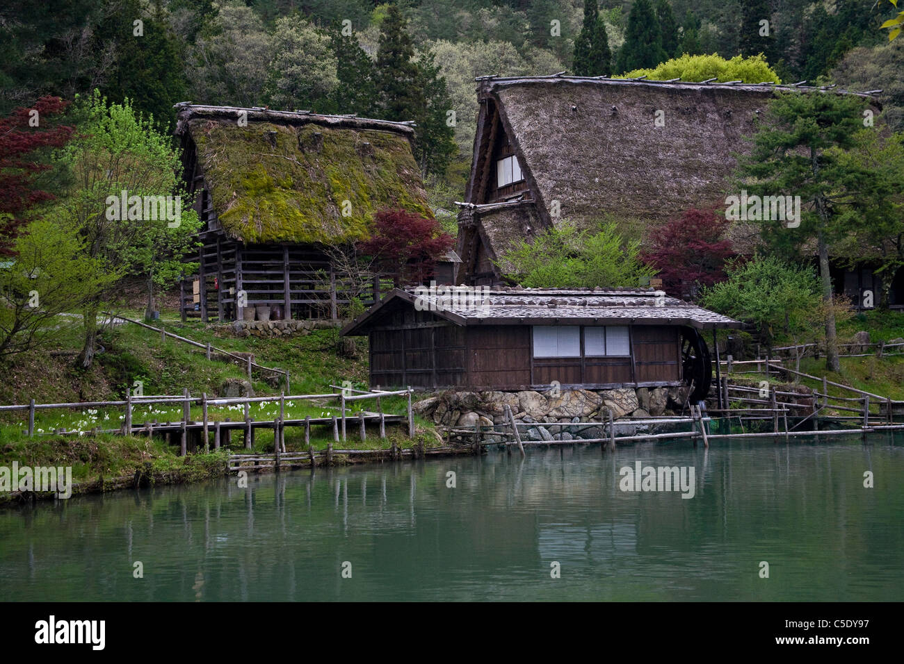 Traditional Japanese farm houses preserved at Hida no Sato folk village
