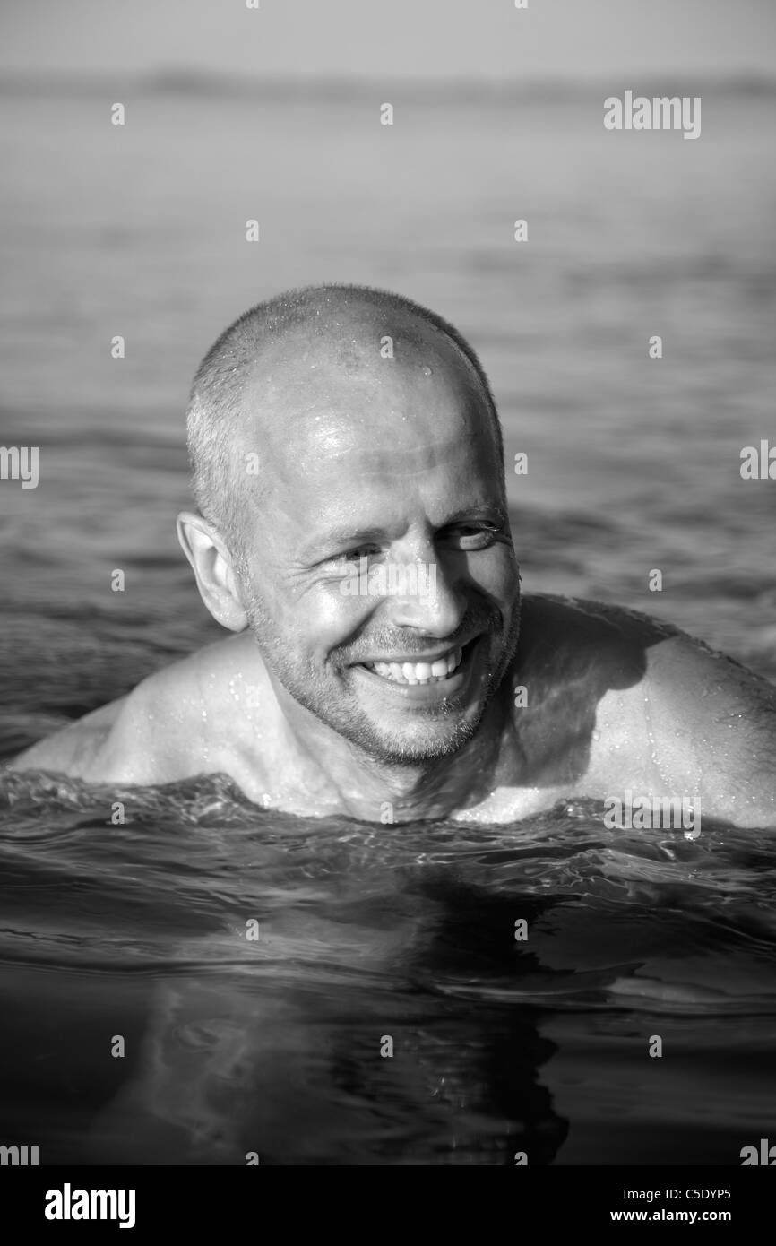 Black and white of man swimming hi-res stock photography and images - Alamy