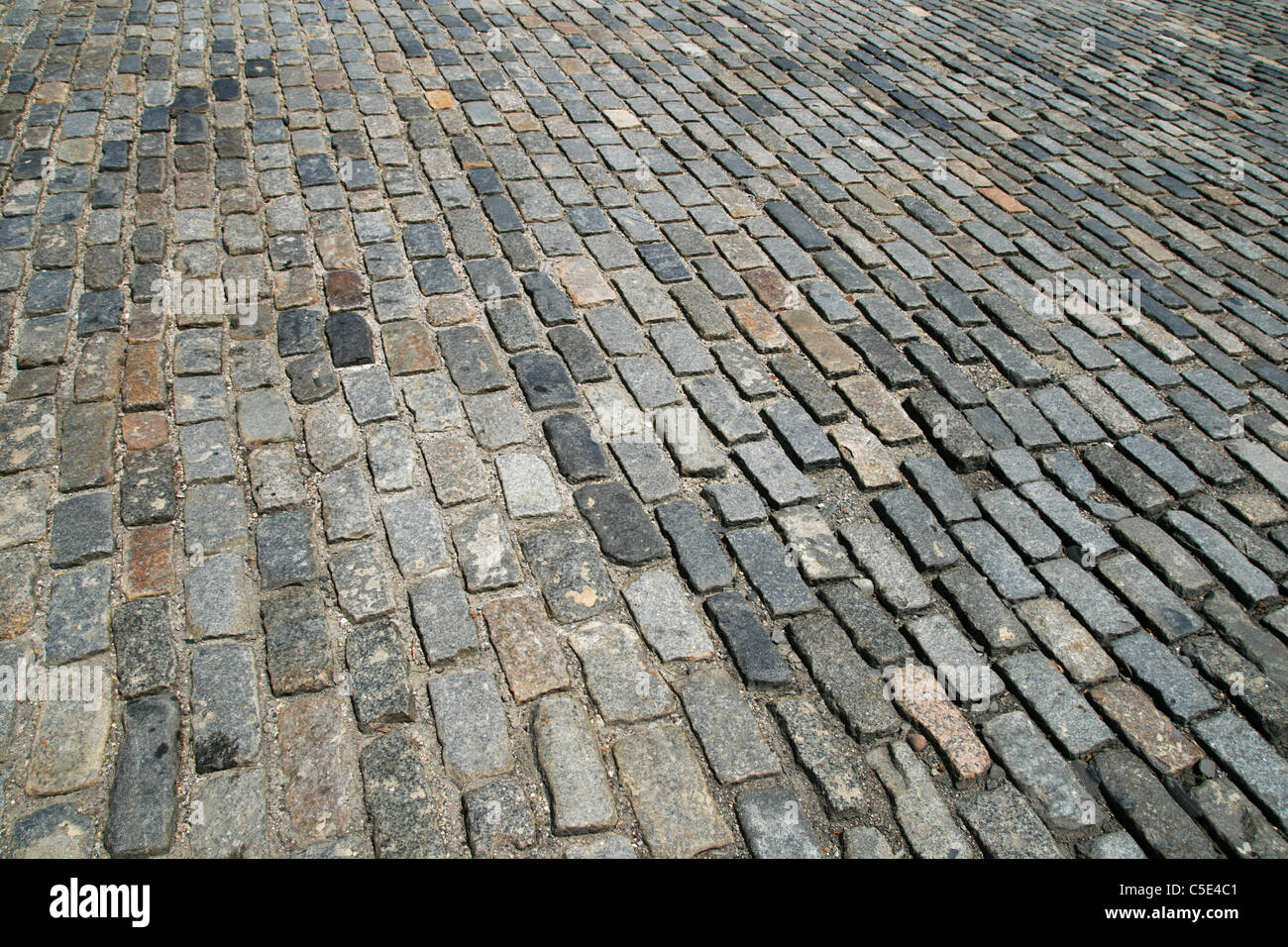 gray rectangular cobblestone street background Stock Photo