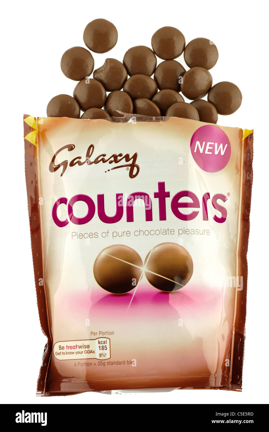 Packet of new Galaxy Counters button chocolates. Stock Photo