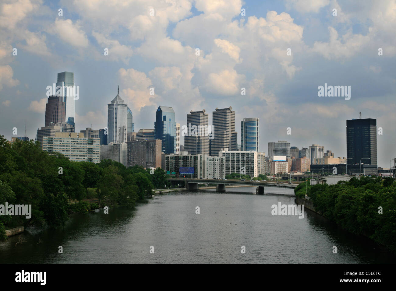 Philadelphia city skyline above the Schuylkill River Stock Photo