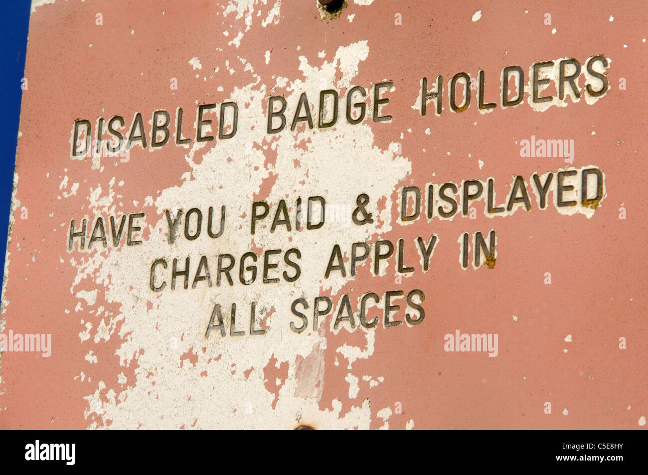 Disabled Badge Holders, Have you paid and displayed sign, West Bay